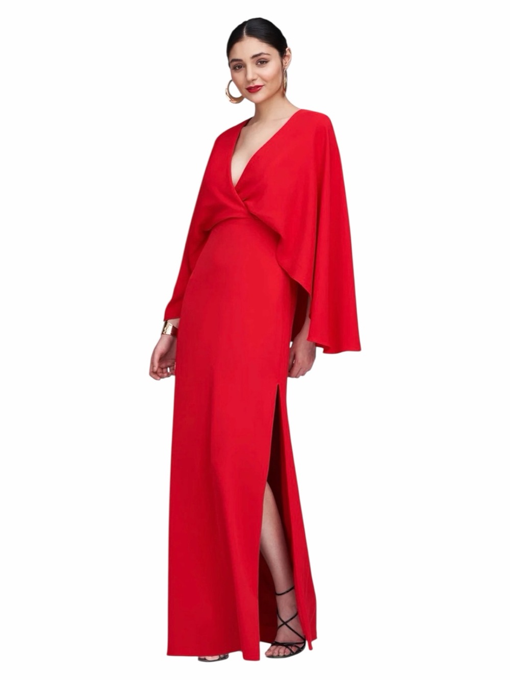 NWT: Halston OLAYA GOWN IN FLUID CREPE, Red, Size 0